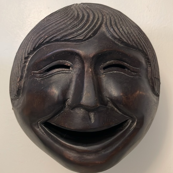 Wooden Carved Face Bowl/Box - Picture 1 of 12